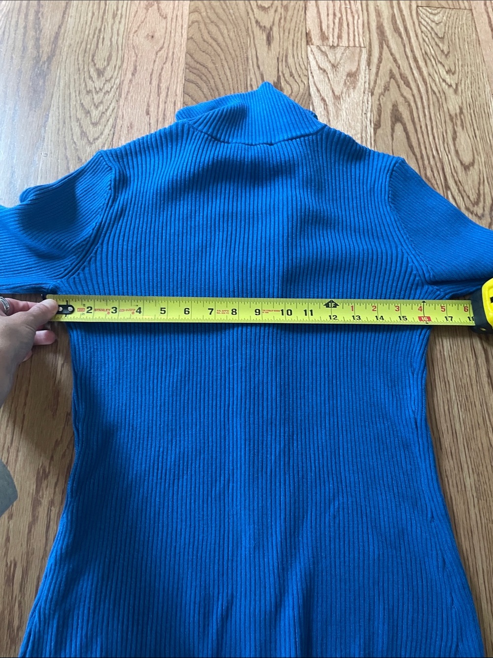 Boston Proper Bright Blue Ribbed Zip Cardigan - Picture 5 of 5